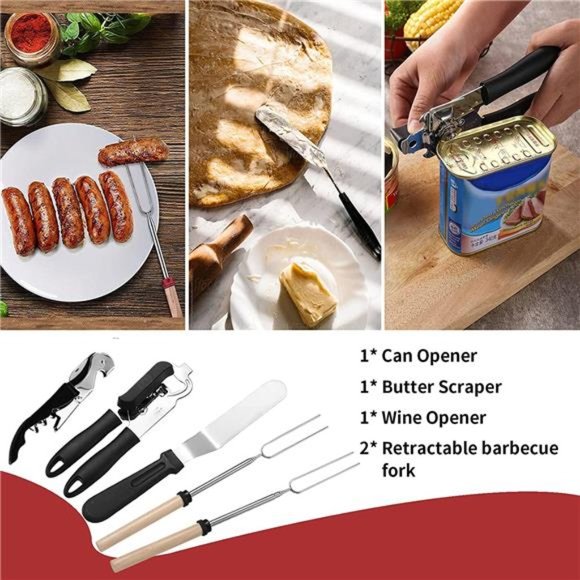 Portable Camping Kitchen Utensil Set 27Piece Cookware Kit,StainlessSteel Outdoor - Picture 6 of 7